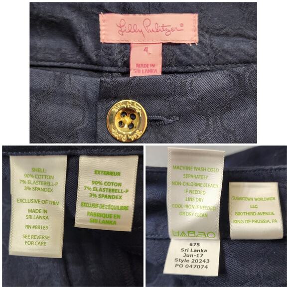 Lilly Pulitzer Kelly Skinny Jacquard Stretchy Ankle Pant, Midnight Navy Blue, 4 - Picture 7 of 7